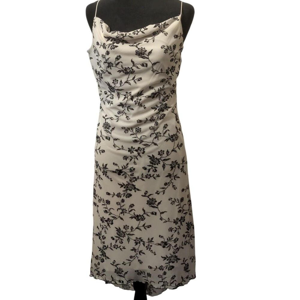 California Concepts Y2K Vintage Cowl Neck Floral Glitter Slip Dress, Size 12